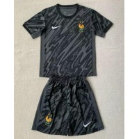Camisa de time de futebol França Goleiro Replicas 2º Equipamento Infantil Europeu 2024 Manga Curta (+ Calças curtas)